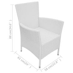 Greatstore 2 db krémfehér polyrattan kerti szék párnával
