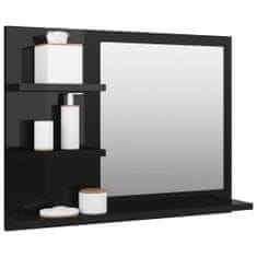 Greatstore magasfényű fekete forgácslap fürdőszobai tükör 60x10,5x45 cm