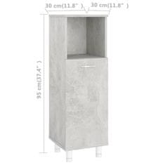 Greatstore betonszürke forgácslap fürdőszobaszekrény 30 x 30 x 95 cm