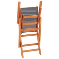 shumee 2 db szürke tömör eukaliptuszfa és textilén összecsukható szék