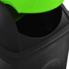 Greatstore fekete és zöld szemeteskuka lengőfedéllel 60 L