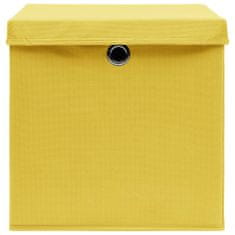 Greatstore 10 db sárga fedeles tárolódoboz 28 x 28 x 28 cm