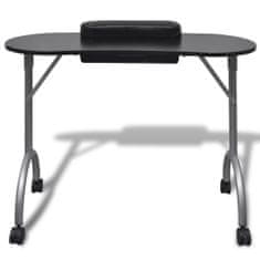 Greatstore 110123 Folding Manicure Nail Table with Castors Black