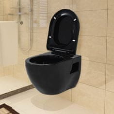 Vidaxl fekete falra szerelhető kerámia WC rejtett öblítőtartállyal 3054479
