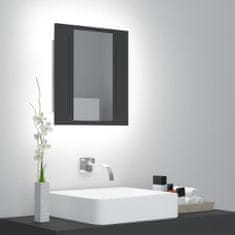 Greatstore szürke LED-es tükrös fürdőszobaszekrény 40 x 12 x 45 cm