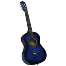 Vidaxl 8 darabos kék klasszikus gitár kezdőkészlet 1/2 34" 70125