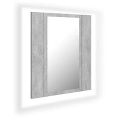 Greatstore betonszürke LED-es tükrös fürdőszobaszekrény 40 x 12 x 45 cm