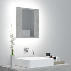 Greatstore betonszürke LED-es tükrös fürdőszobaszekrény 40 x 12 x 45 cm