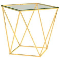 Greatstore arany-átlátszó rozsdamentes acél dohányzóasztal 50 x 50 x 55 cm