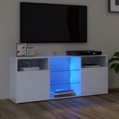 shumee magasfényű fehér TV-szekrény LED lámpákkal 120 x 30 x 50 cm