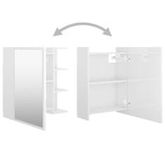 shumee magasfényű fehér forgácslap tükrös szekrény 62,5 x 20,5 x 64 cm