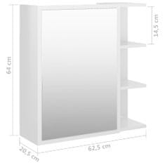 Vidaxl magasfényű fehér szerelt fa tükrös fürdőszoba szekrény 803314