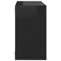 Greatstore 4 db magasfényű fekete fali kockapolc 26 x 15 x 26 cm