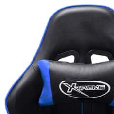 Greatstore fekete és kék műbőr gamer szék lábtámasszal