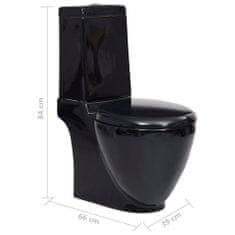 Greatstore fürdőszobai kerek fekete kerámia WC alsó vízelvezetéssel