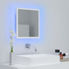 Greatstore fehér LED-es szerelt fa fürdőszobai tükör 40 x 8,5 x 37 cm
