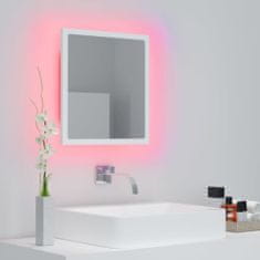 Greatstore fehér LED-es szerelt fa fürdőszobai tükör 40 x 8,5 x 37 cm