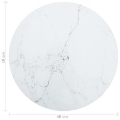Greatstore fehér edzett üveg asztallap márványdizájnnal Ø 40 x 0,8 cm