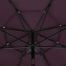 Greatstore 3 szintes bordó napernyő alumíniumrúddal 3,5 m