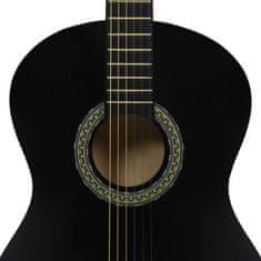 Vidaxl 12 darabos fekete klasszikus gitár kezdőkészlet 4/4 39" 70111