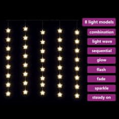 shumee 8 funkciós csillagdíszes fényfüggöny 200 meleg fehér LED-del