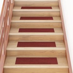 Greatstore 15 db piros négyszögletes öntapadó lépcsőszőnyeg 76 x 20 cm