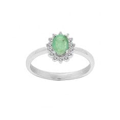 Brilio Silver Gyönyörű ezüst gyűrű smaragddal R-FS-5626E (Kerület 50 mm)