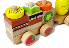 Lean-toys Fából készült vonat 30 darab gyümölcsök 42cm