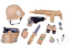 RAMIZ Katonai készlet (fegyverek, távcső, kézigránát, sisak, gázálarc, iránytű, dögcédula)