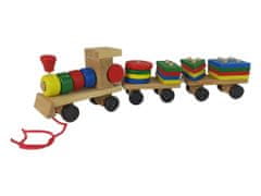 Lean-toys Fából készült vonat mozdony 2 levehető kocsi