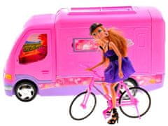 JOKOMISIADA Rózsaszín autó baba lakókocsihoz + kerékpár Za0164