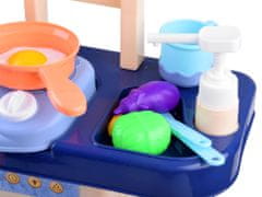 RAMIZ Gyermek konyha szett kék színben (mosogató, tűzhely, sütő, hűtőszekrény, szemetes)