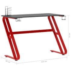 Greatstore fekete-piros ZZ-lábú gamer asztal 110 x 60 x 75 cm