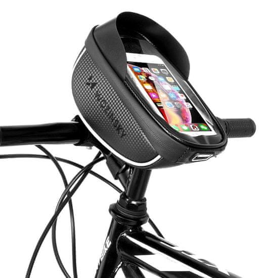 shumee Kerékpárkormánytáska telefontokkal 1 l fekete