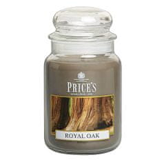 Price's Candles Illatos gyertya NAGY ÜVEGTÉRKÉBEN, üvegtetővel, Királyi tölgy