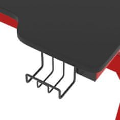Greatstore fekete-piros Z-lábú LED-es gamer asztal 110 x 60 x 75 cm
