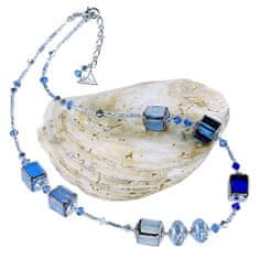 Lampglas Gyönyörű nyaklánc Triple Blue 2 gyöngyből Lampglas NCU34