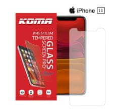 KOMA Védő edzett üveg iPhone 11 készülékhez, 2,5 D lekerekítés, 9H keménység