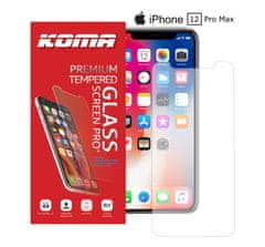 KOMA Védő edzett üveg az iPhone 12 Pro Max készülékhez, 2,5 D lekerekítés, 9H keménységű
