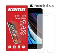 KOMA Védő edzett üveg iPhone SE 2020 készülékhez, 2,5 D lekerekítés, 9H keménységű