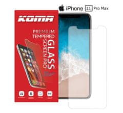 KOMA Védő edzett üveg az iPhone 11 Pro Max készülékhez, 2,5 D lekerekítés, 9H keménységű