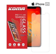 KOMA Védő edzett üveg az iPhone 12 készülékhez, 2,5 D lekerekítés, 9H keménységű
