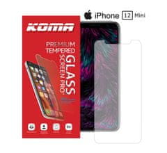 KOMA Védő edzett üveg iPhone 12 Mini készülékhez, 2,5 D lekerekítés, 9H keménységű