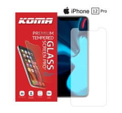 KOMA Védő edzett üveg az iPhone 12 Pro készülékhez, 2,5 D lekerekítés, 9H keménységű