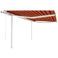 Greatstore narancssárga-barna szélérzékelős és LED-es napellenző 4,5x3,5 m