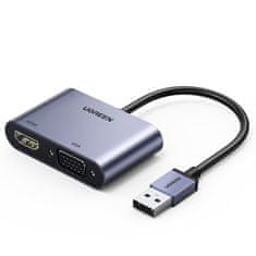 Ugreen CM449 adapter USB - HDMI 1.3 / VGA 1.2, szürke