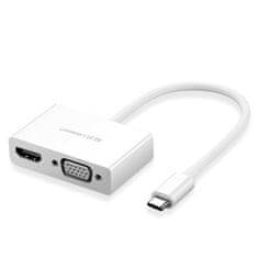 Ugreen MM123 adapter USB-C - HDMI / VGA, fehér