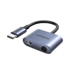Ugreen CM231 audio adapter USB-C - USB-C PD QC / 3.5mm jack, szürke