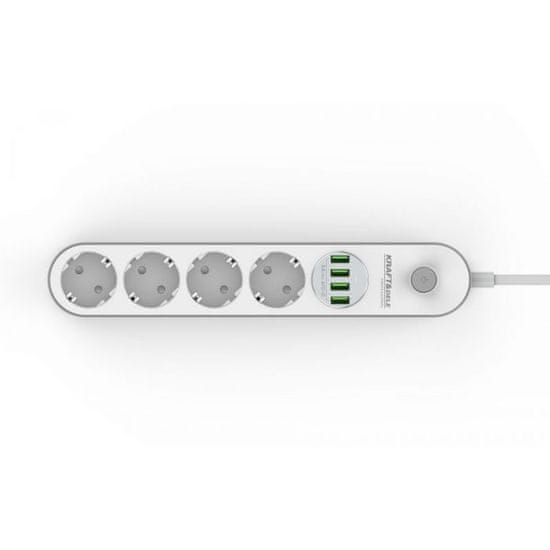 Kraft&Dele 2 m-es elektromos elosztó 4x USB töltő