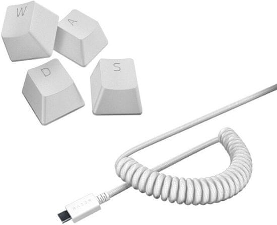Razer PBT Keycap + Coiled Cable Upgrade Set, Mercury White, US (RC21-01490900-R3M1)